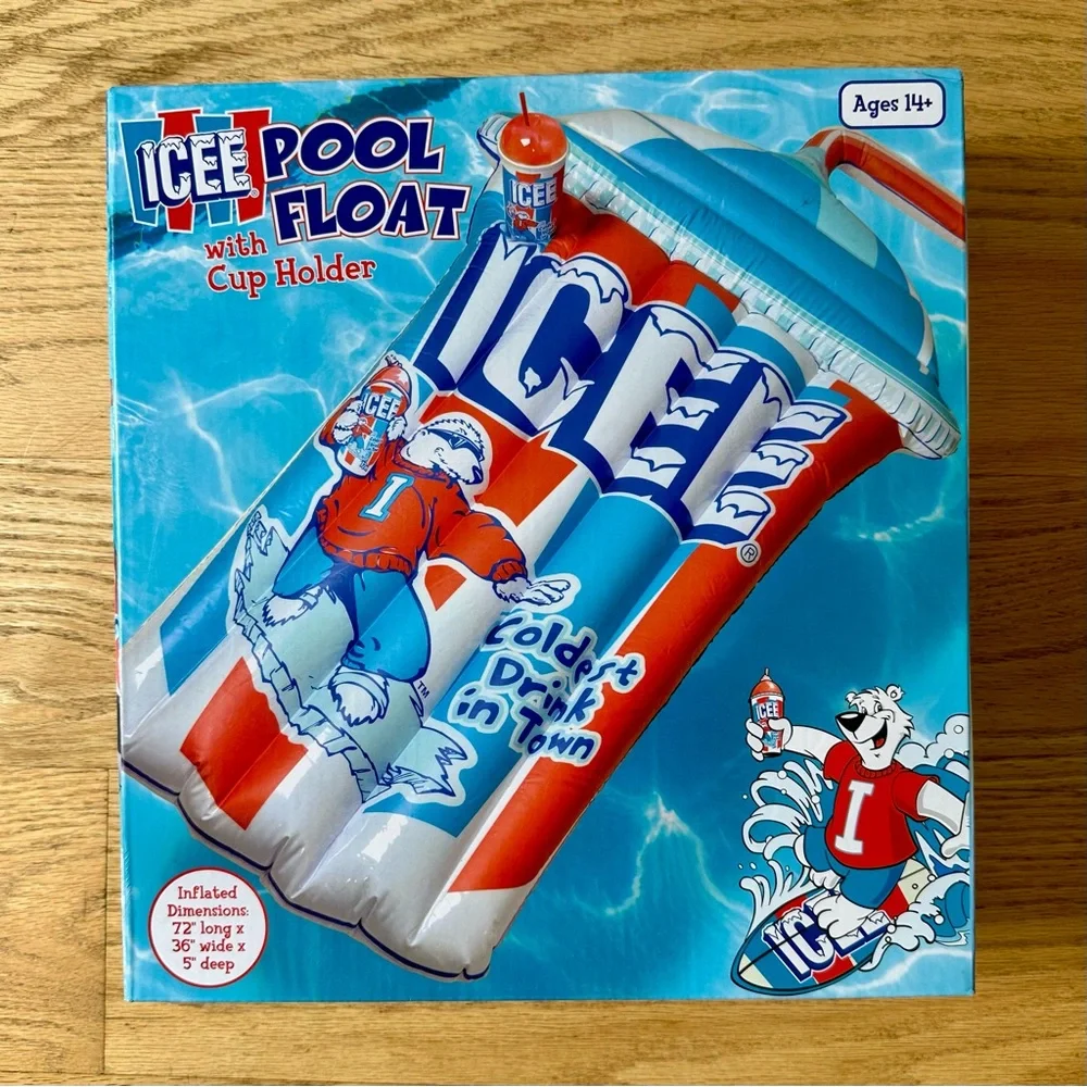 ICEE Pool Float Inflatable Slushie Cup - Lounger 72x36 Cup Holder New Open Box - Picture 6 of 8